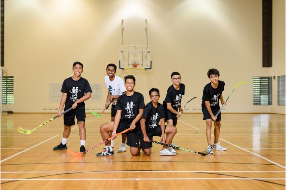 Floorball boys after a practise session